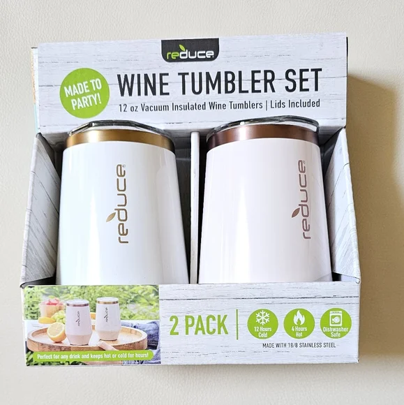 *Reduce 2pk 12oz Wine Tumbler - White/Cotton (Pink) - Picture 1 of 6